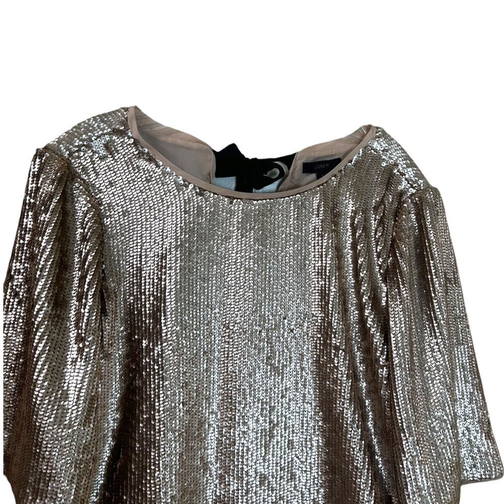 J. Crew - Women's Rose Gold Sequin Crop Top, Back Bow Ties - Gold, Black, Size 8 - Picture 5 of 13